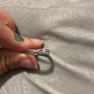 Sterling silver ring with diamond chips